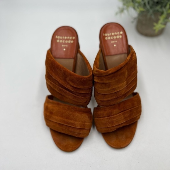 Laurence Dacade Paris Rona Ruched Suede Slide Rust cinnamon Sandals Sz 37.5/US 7 - Picture 3 of 16